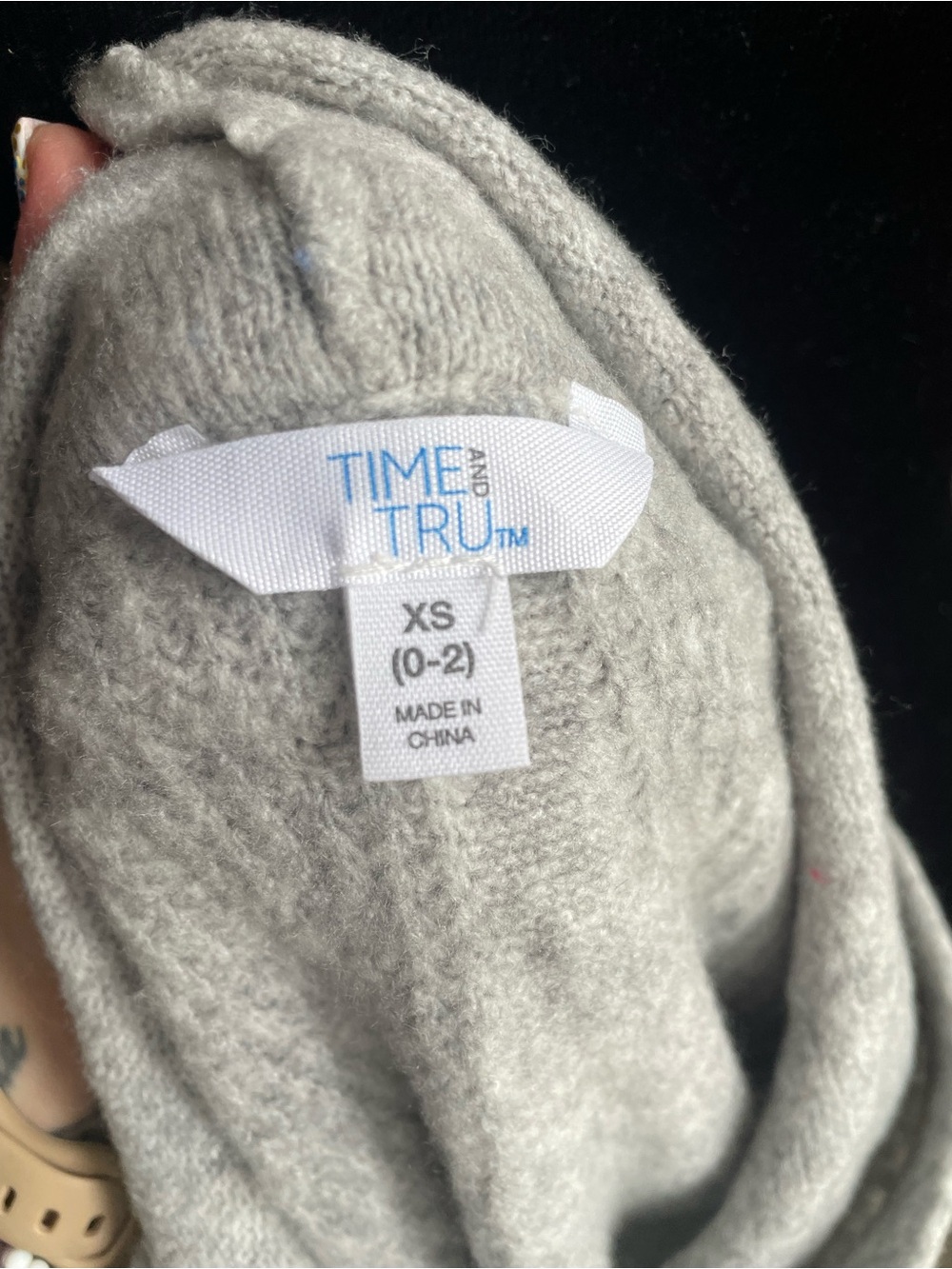 Time and Tru Heather Gray Hooded Pullover Sweater - Picture 4 of 4